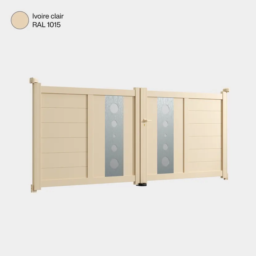 Portail aluminium: Portail double battant Marseille Ivoire clair RAL 1015