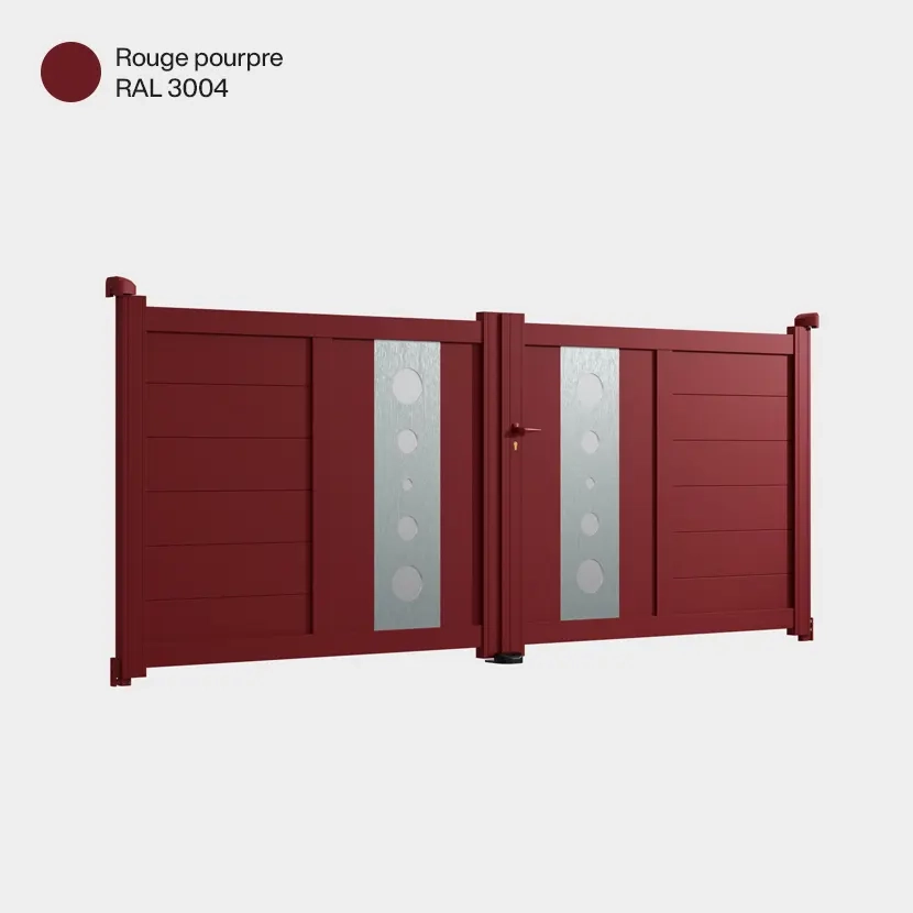 Portail aluminium: Portail double battant Marseille Rouge Pourpre RAL 3004