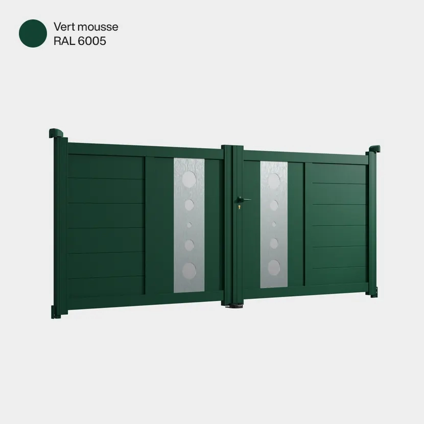 Portail aluminium: Portail double battant Marseille Vert mousse RAL 6005