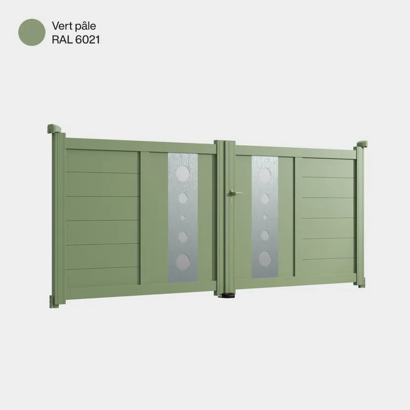Portail aluminium: Portail double battant Marseille Vert pale RAL 6021