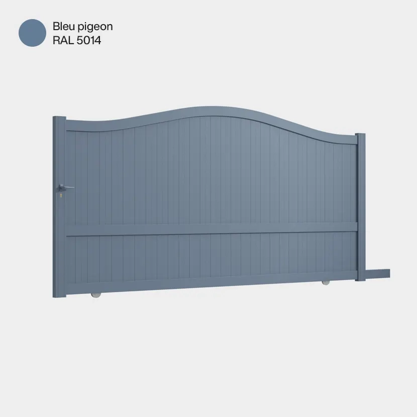 Portail aluminium: Portail coulissant Maryland Bleu pigeon RAL 5014