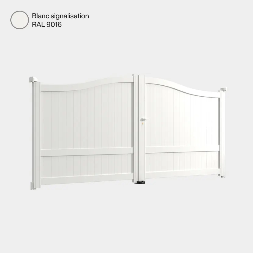 Portail aluminium: Portail double battant Maryland Blanc signalisation RAL 9016
