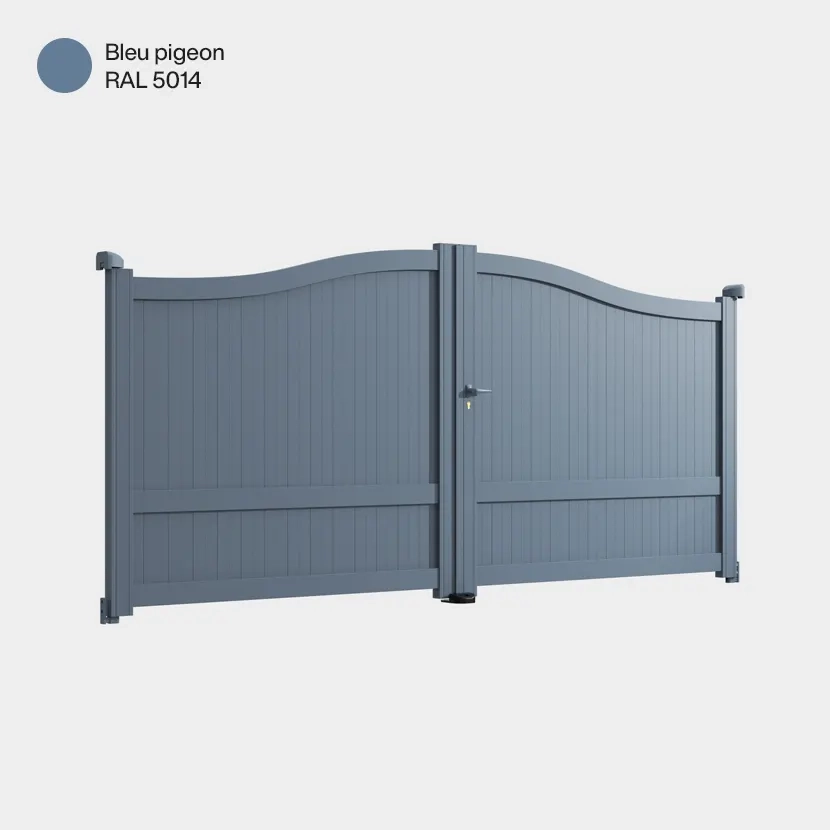 Portail aluminium: Portail double battant Maryland Bleu pigeon RAL 5014
