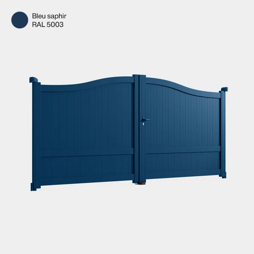 Portail aluminium: Portail double battant Maryland Bleu saphir RAL 5003