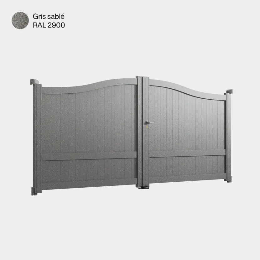 Portail aluminium: Portail double battant Maryland Gris sable RAL 2900
