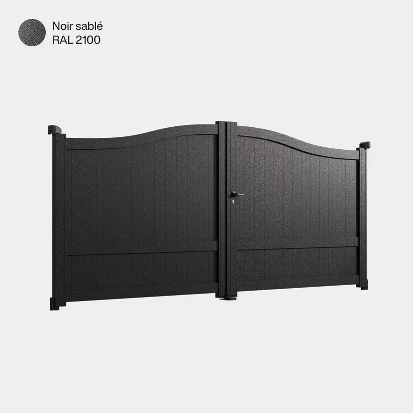 Portail aluminium: Portail double battant Maryland Noir sable RAL 2100