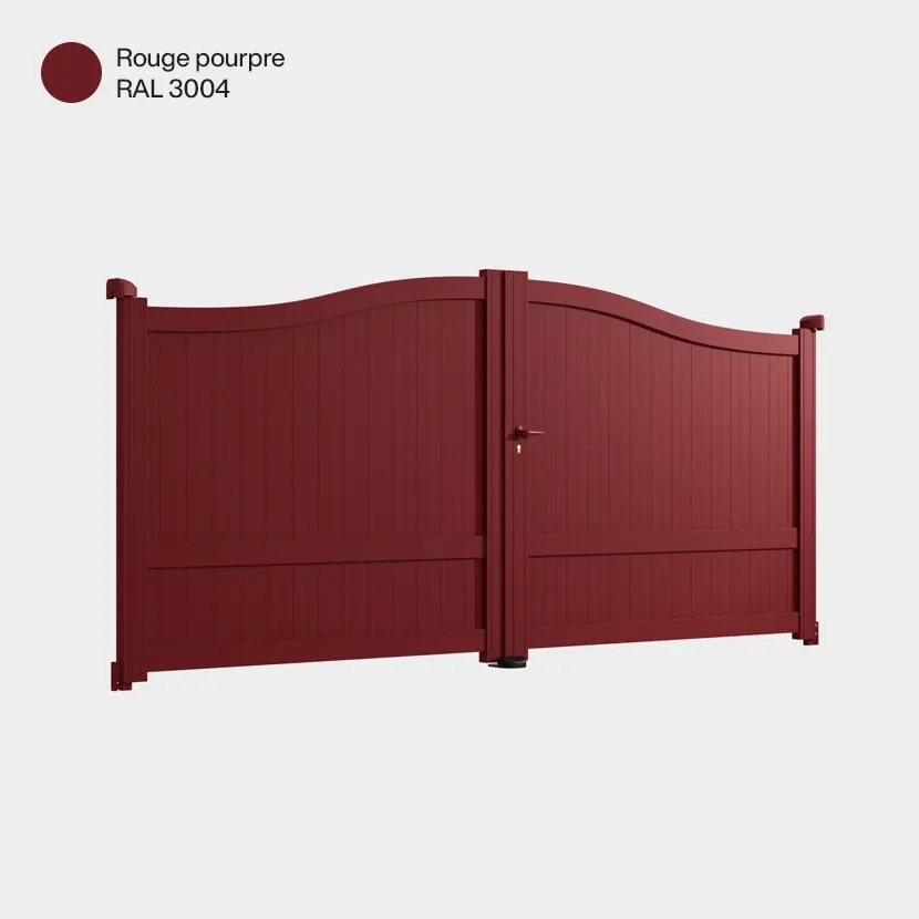 Portail aluminium: Portail double battant Maryland Rouge Pourpre RAL 3004
