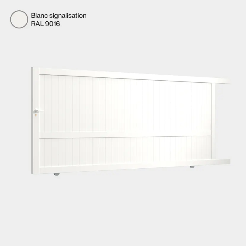 Portail aluminium: Portail coulissant Melbourne Blanc signalisation RAL 9016