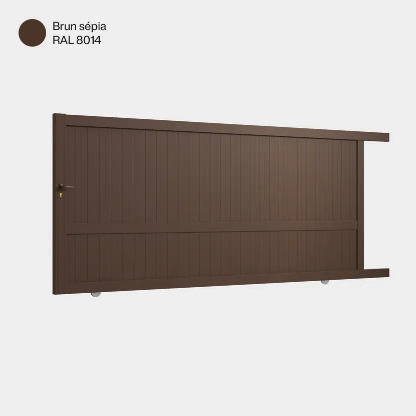 Portail aluminium: Portail coulissant Melbourne Brun sepia RAL 8014