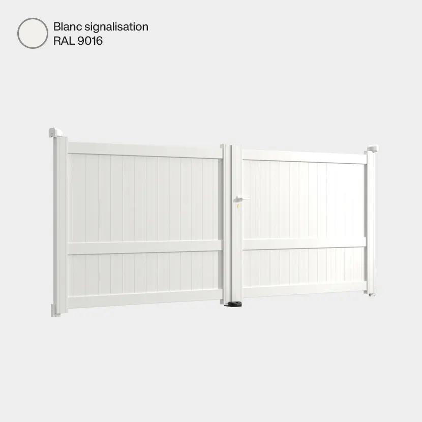 Portail aluminium: Portail double battant Melbourne Blanc signalisation RAL 9016