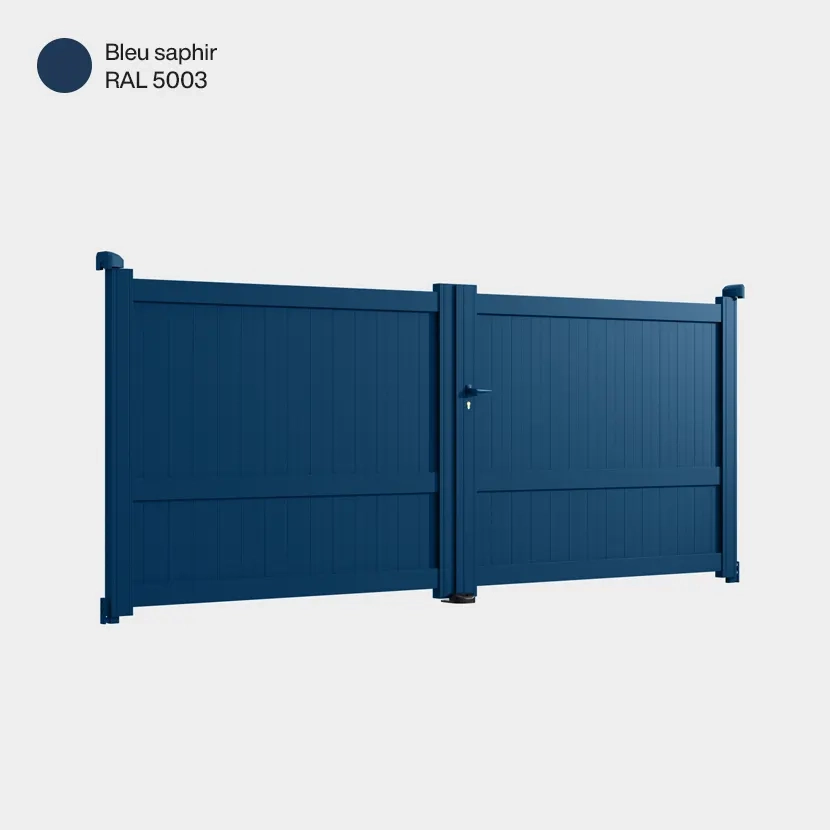 Portail aluminium: Portail double battant Melbourne Bleu saphir RAL 5003