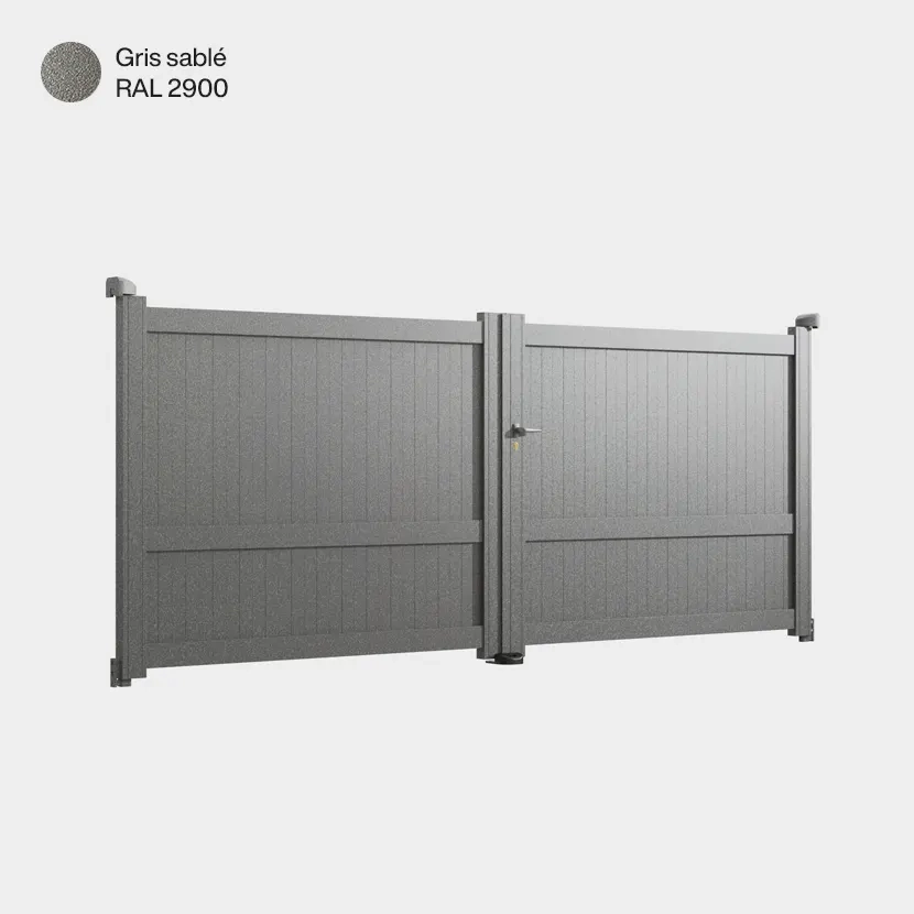 Portail aluminium: Portail double battant Melbourne Gris sable RAL 2900