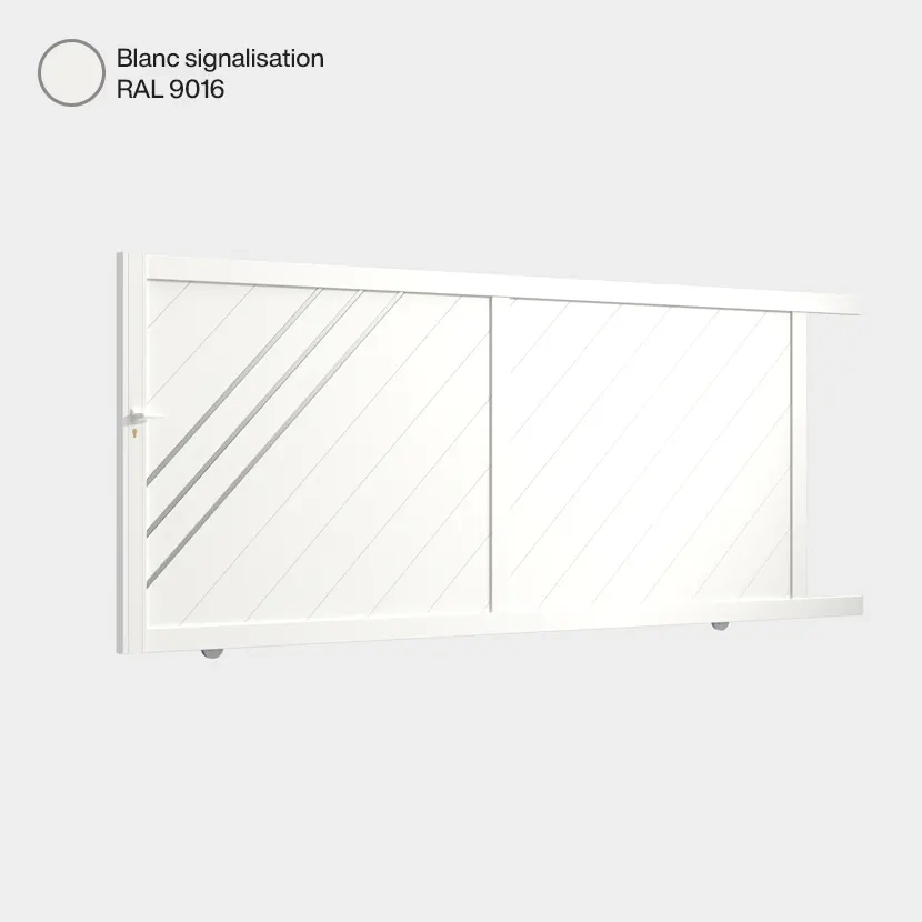 Portail aluminium: Portail coulissant Milan Blanc signalisation RAL 9016