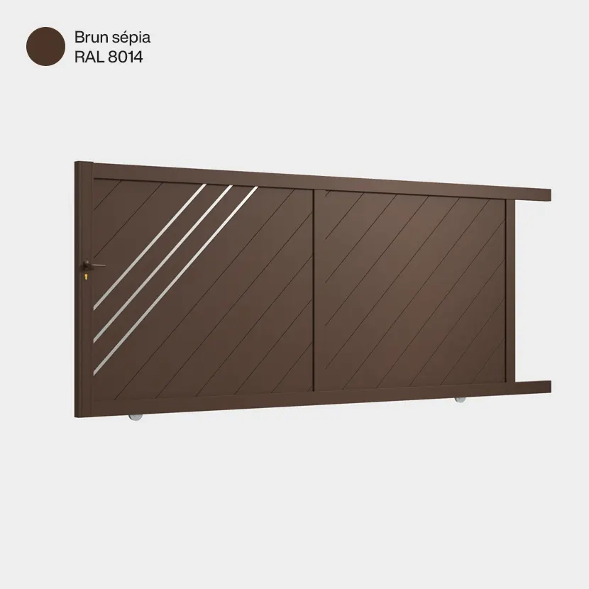 Portail aluminium: Portail coulissant Milan Brun sepia RAL 8014