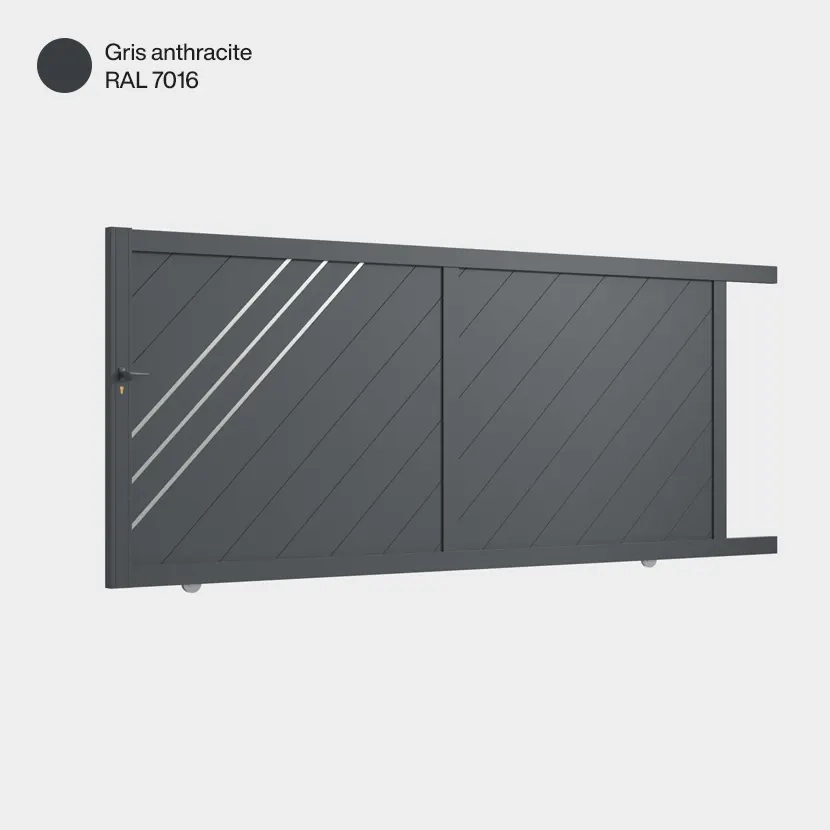 Portail aluminium: Portail coulissant Milan Gris Anthracite RAL 7016