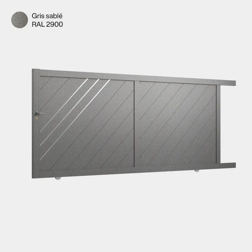 Portail aluminium: Portail coulissant Milan Gris sable RAL 2900