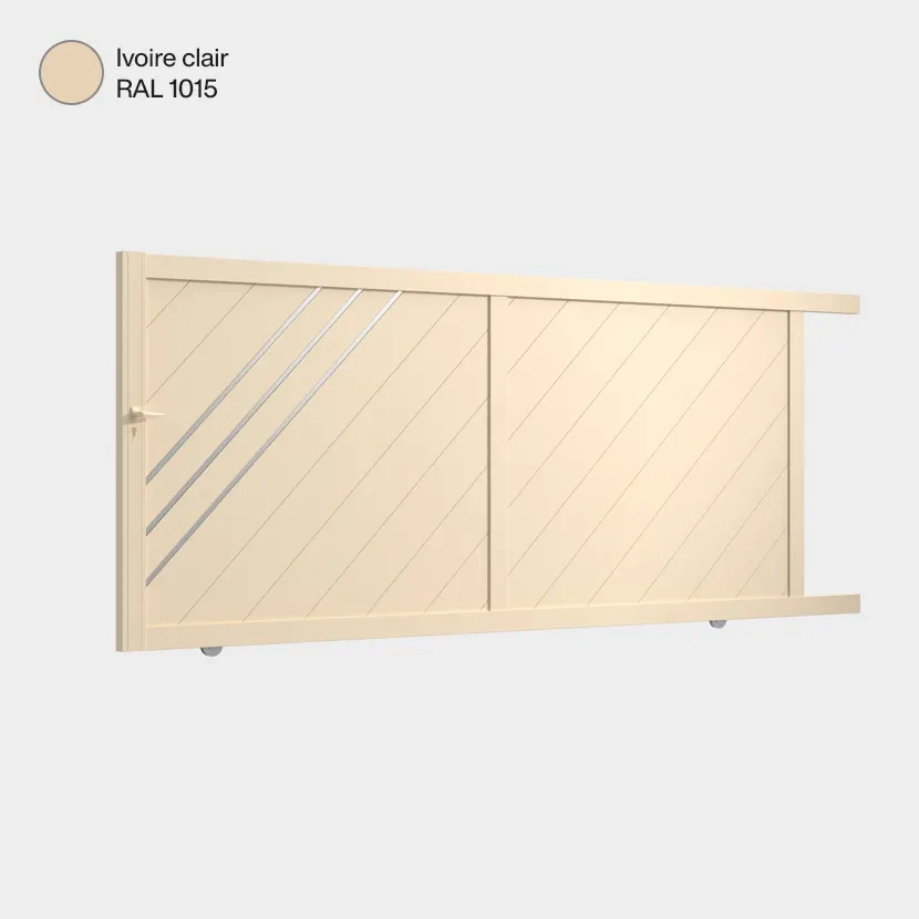 Portail aluminium: Portail coulissant Milan Ivoire clair RAL 1015