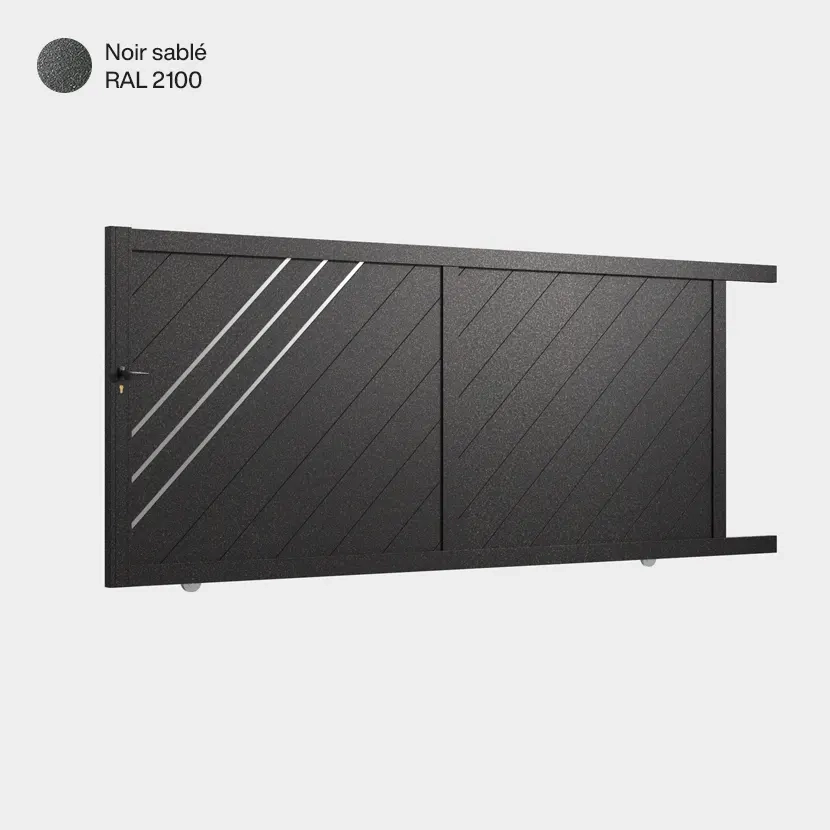 Portail aluminium: Portail coulissant Milan Noir sable RAL 2100