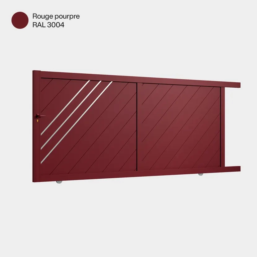 Portail aluminium: Portail coulissant Milan Rouge Pourpre RAL 3004