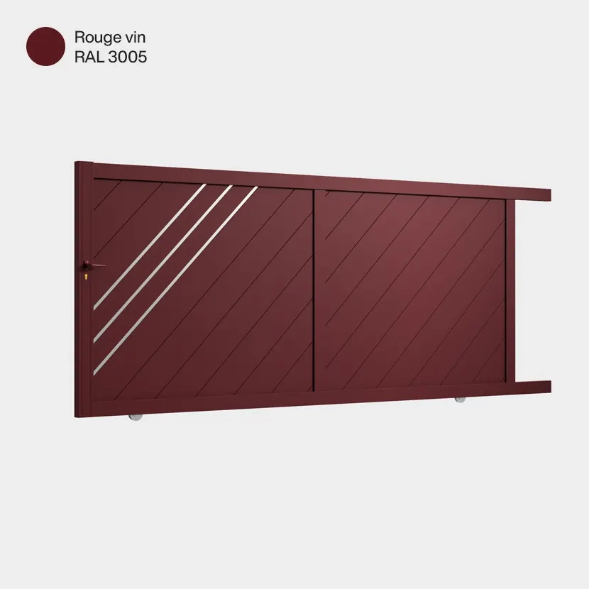 Portail aluminium: Portail coulissant Milan Rouge Vin RAL 3005