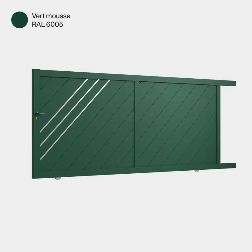 Portail aluminium: Portail coulissant Milan Vert mousse RAL 6005