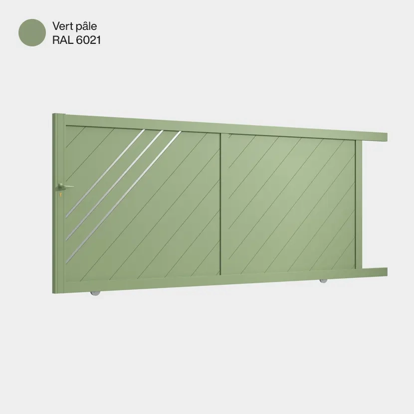 Portail aluminium: Portail coulissant Milan Vert pale RAL 6021