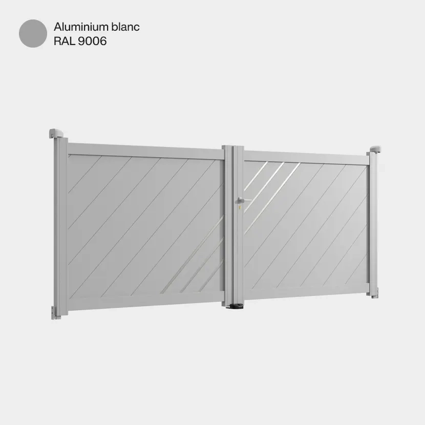 Portail aluminium: Portail double battant Milan Aluminium Blanc RAL 9006