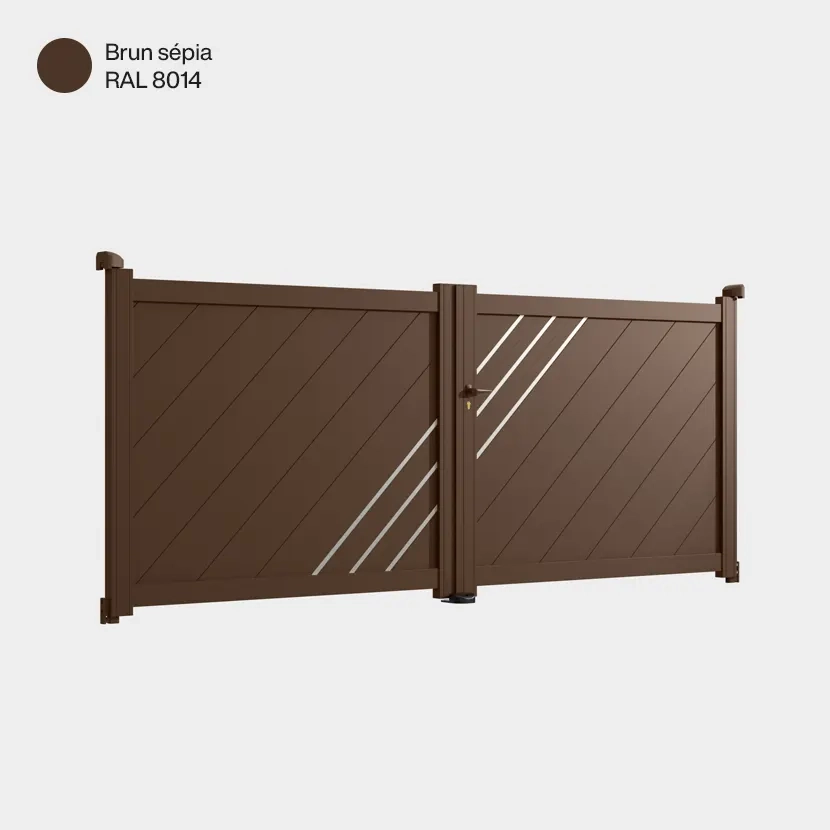 Portail aluminium: Portail double battant Milan Brun sepia RAL 8014