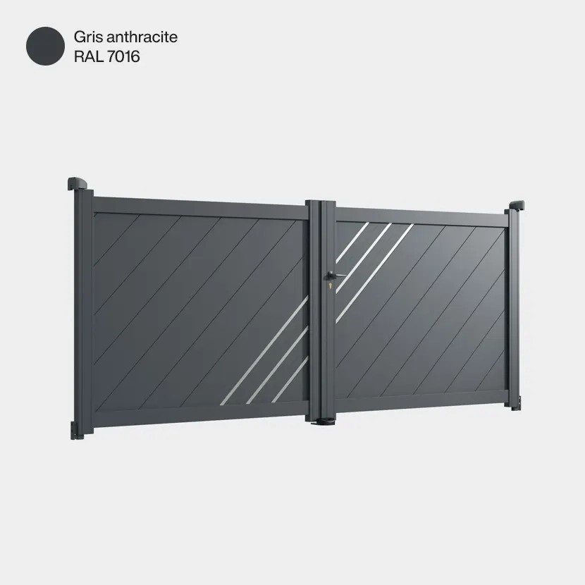 Portail aluminium: Portail double battant Milan Gris Anthracite RAL 7016