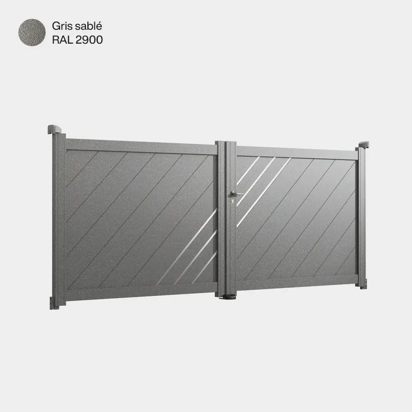 Portail aluminium: Portail double battant Milan Gris sable RAL 2900