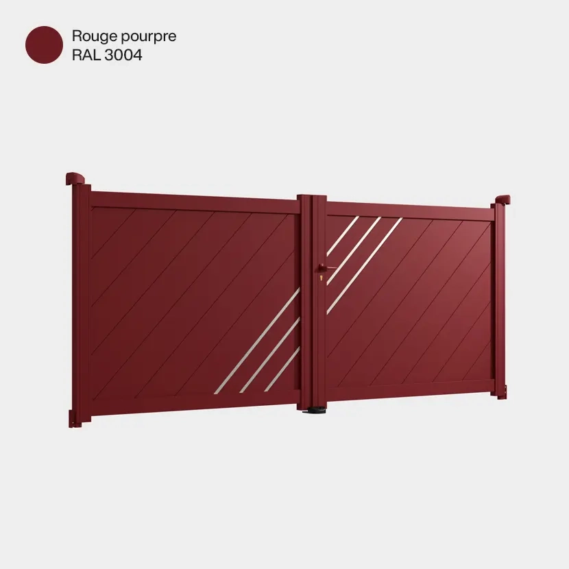 Portail aluminium: Portail double battant Milan Rouge Pourpre RAL 3004