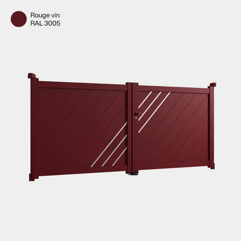 Portail aluminium: Portail double battant Milan Rouge Vin RAL 3005