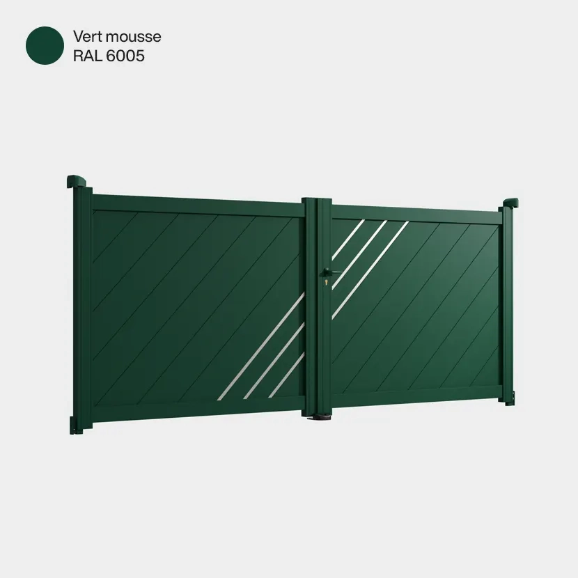 Portail aluminium: Portail double battant Milan Vert mousse RAL 6005