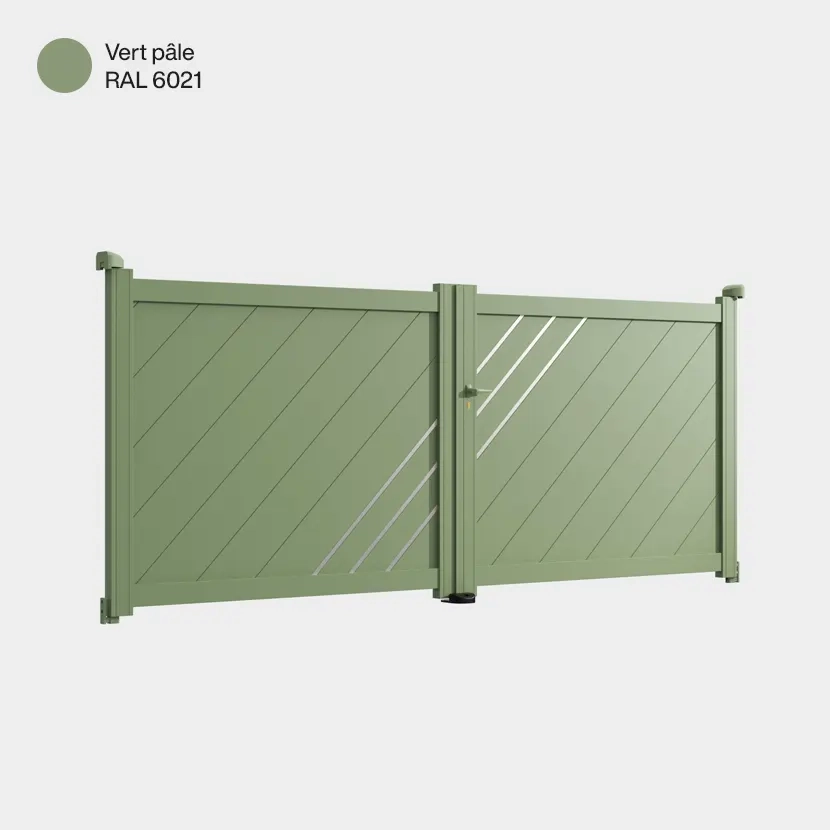 Portail aluminium: Portail double battant Milan Vert pale RAL 6021