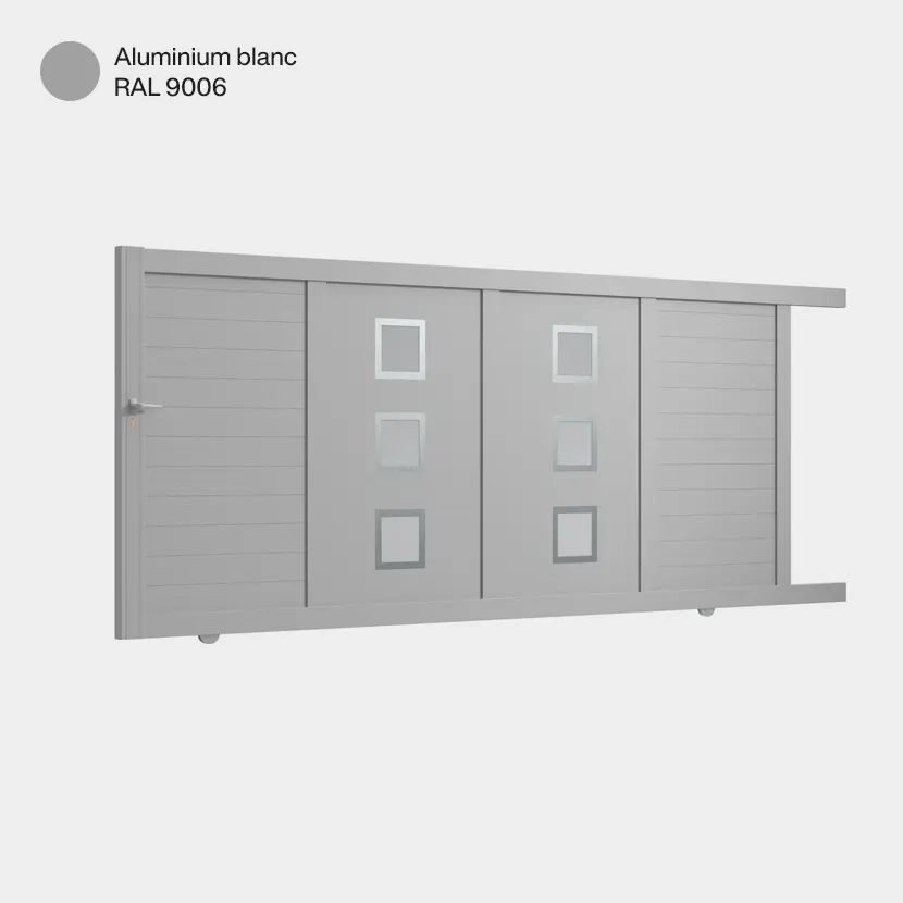 Portail aluminium: Portail coulissant Nassau Aluminium Blanc RAL 9006