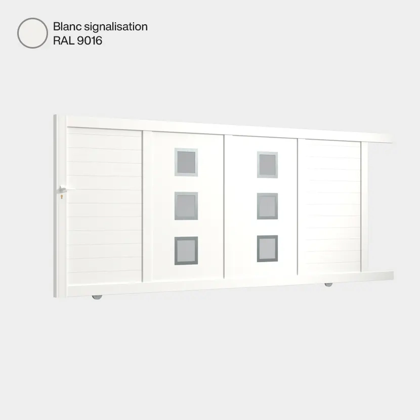 Portail aluminium: Portail coulissant Nassau Blanc signalisation RAL 9016