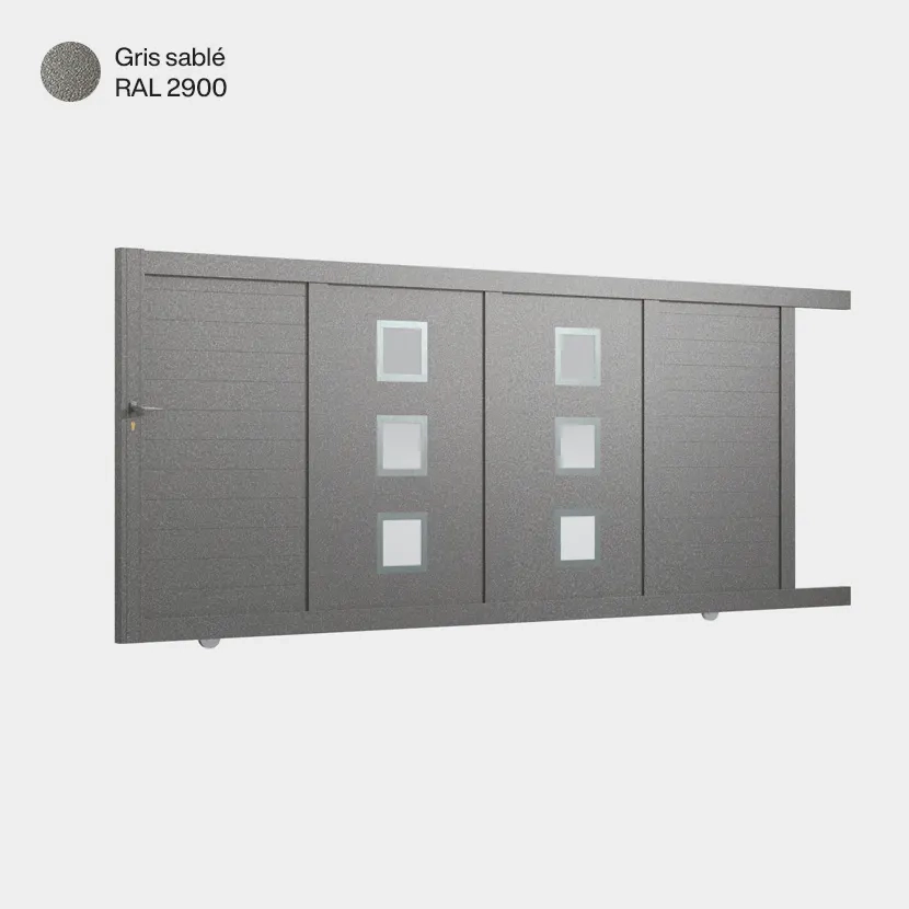 Portail aluminium: Portail coulissant Nassau Gris sable RAL 2900