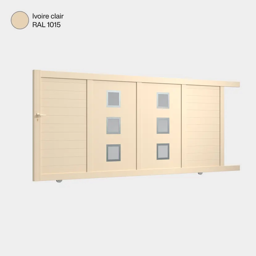 Portail aluminium: Portail coulissant Nassau Ivoire clair RAL 1015