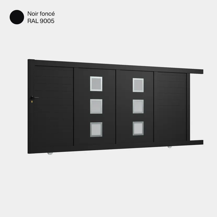 Portail aluminium: Portail coulissant Nassau Noir fonce RAL 9005