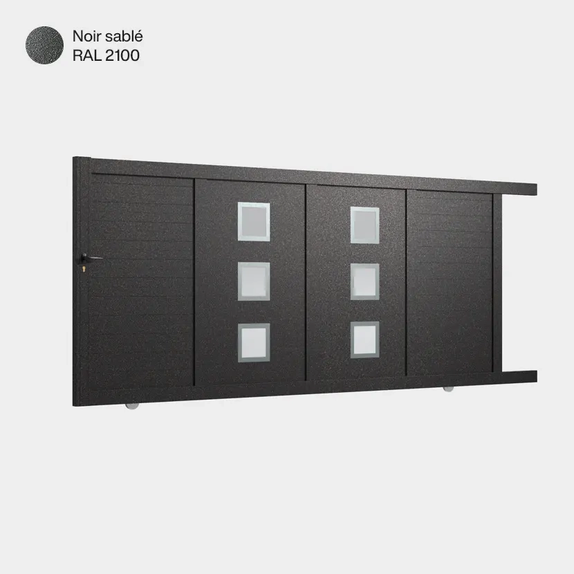 Portail aluminium: Portail coulissant Nassau Noir sable RAL 2100