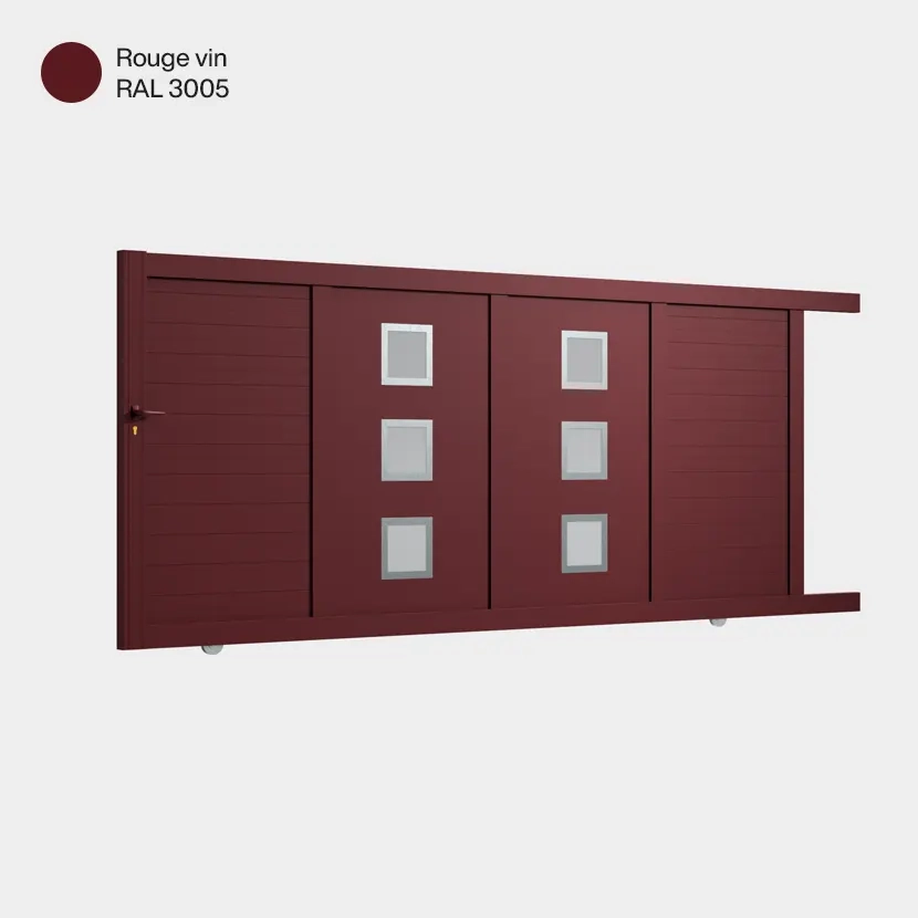 Portail aluminium: Portail coulissant Nassau Rouge Vin RAL 3005