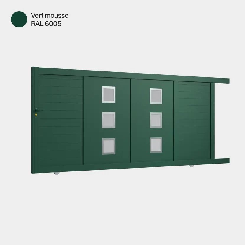 Portail aluminium: Portail coulissant Nassau Vert mousse RAL 6005