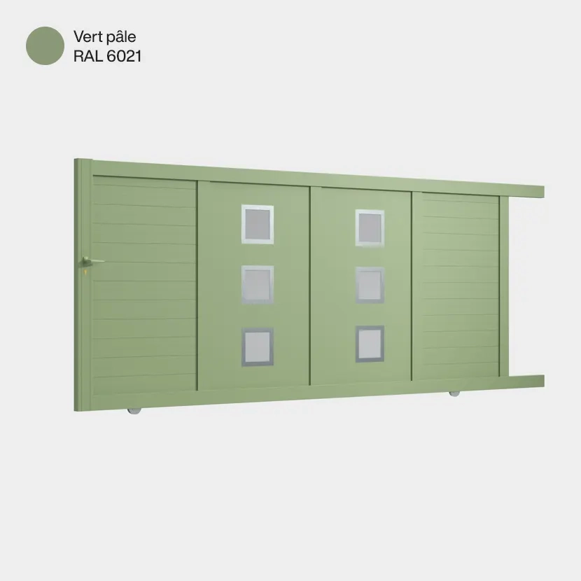 Portail aluminium: Portail coulissant Nassau Vert pale RAL 6021