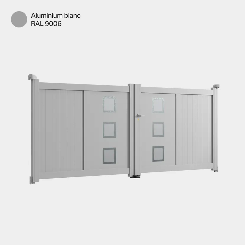 Portail aluminium: Portail double battant Nassau Aluminium Blanc RAL 9006