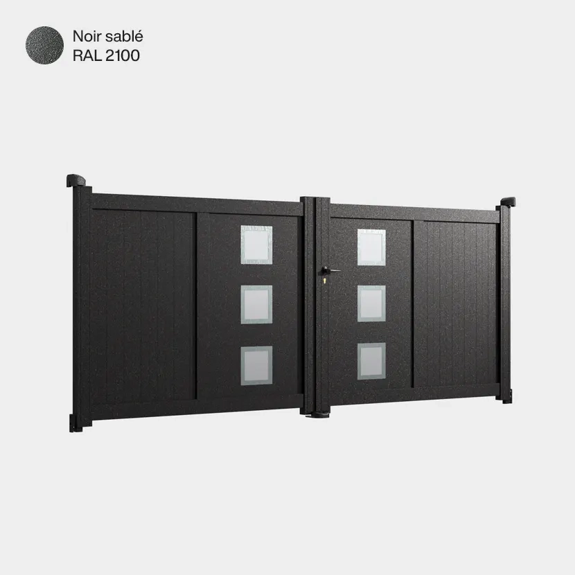 Portail aluminium: Portail double battant Nassau Noir sable RAL 2100