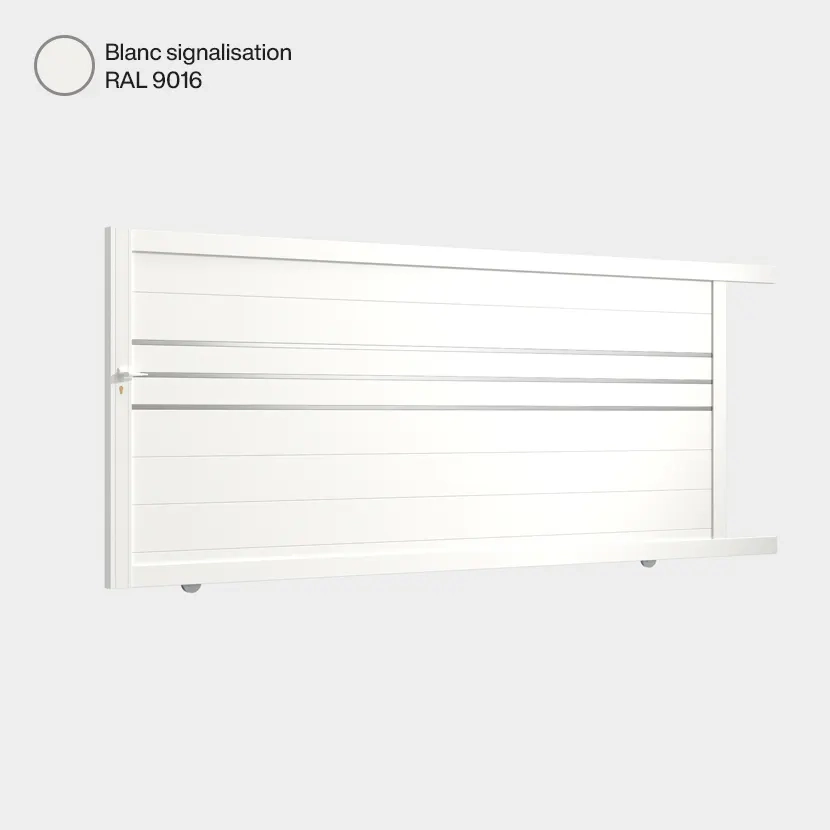 Portail aluminium: Portail coulissant Oslo Blanc signalisation RAL 9016