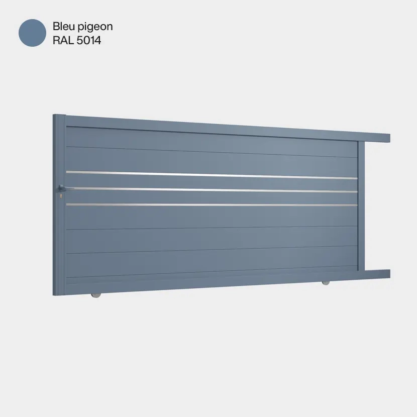 Portail aluminium: Portail coulissant Oslo Bleu pigeon RAL 5014