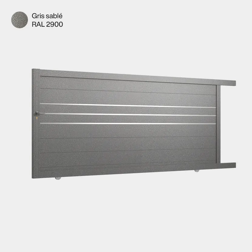 Portail aluminium: Portail coulissant Oslo Gris sable RAL 2900