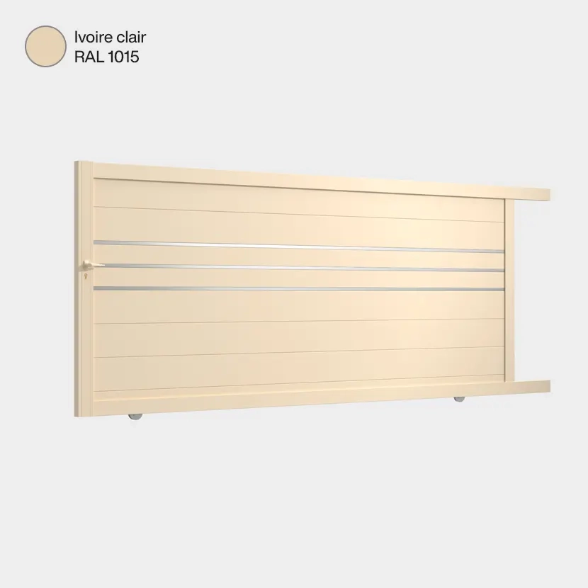 Portail aluminium: Portail coulissant Oslo Ivoire clair RAL 1015