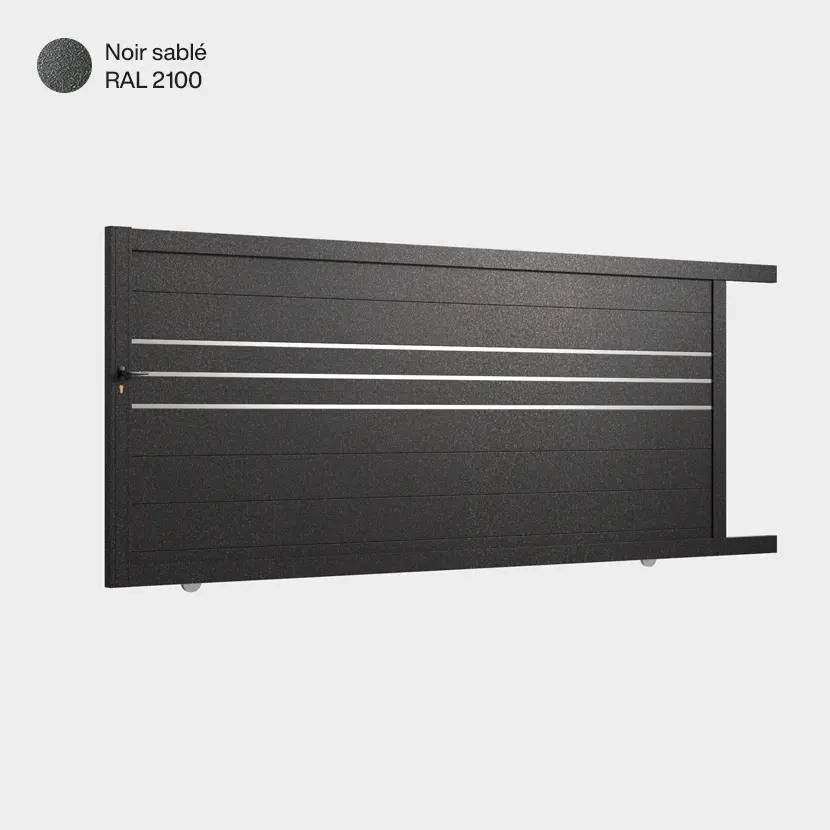Portail aluminium: Portail coulissant Oslo Noir sable RAL 2100